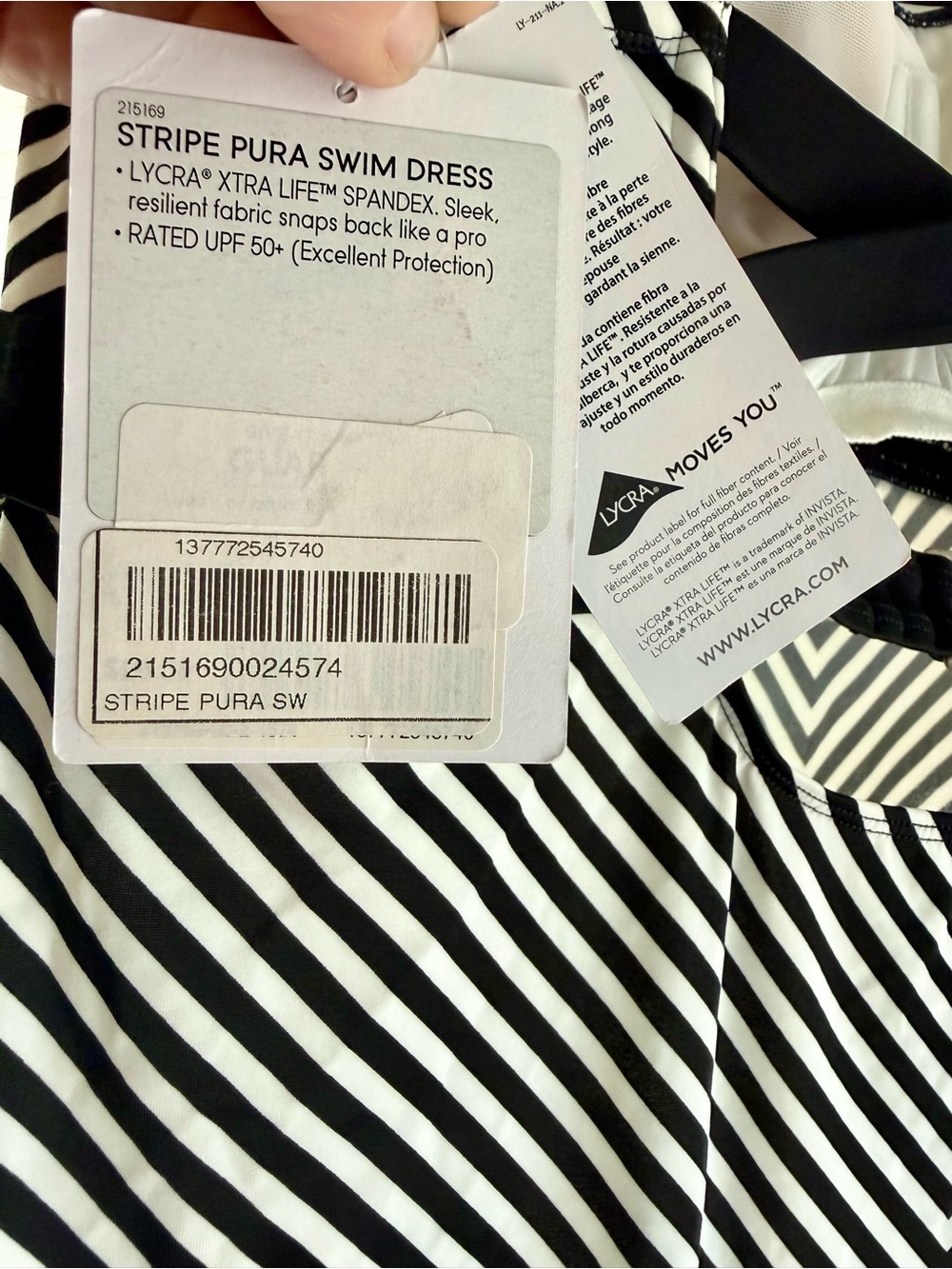 NWT Athleta Stripe Pura Swim Dress Black White Chevron - Picture 7 of 12